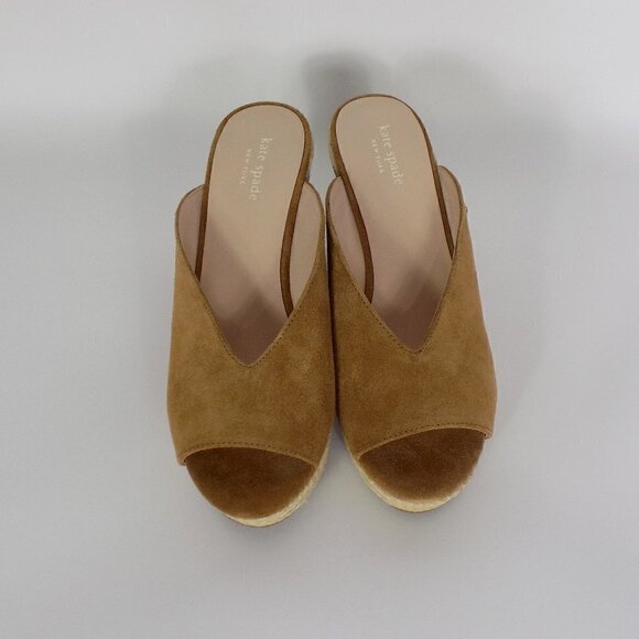 Kate Spade New York Slide Wedge Sandals Espadrille 4" Heel Suede Size 9.5 Thea - Picture 6 of 11